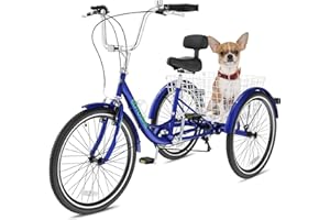 NAIZEA Adult Tricycle, 7 Speed Three Wheel Cruiser Bike, 20/24/26 inch Adult Trikes 3 Wheel Bikes with Large Basket for Seniors, Adults, Women, Men, Multiple Colors