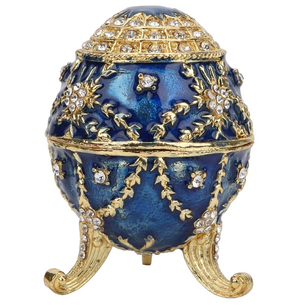 HEEPDD Enamel Jewelry Box, Hand Painted Decorative Egg Style Trinket Box with Rhinestones for Home Decor Gift Collectors Gift Collectors Bedroom Living Room