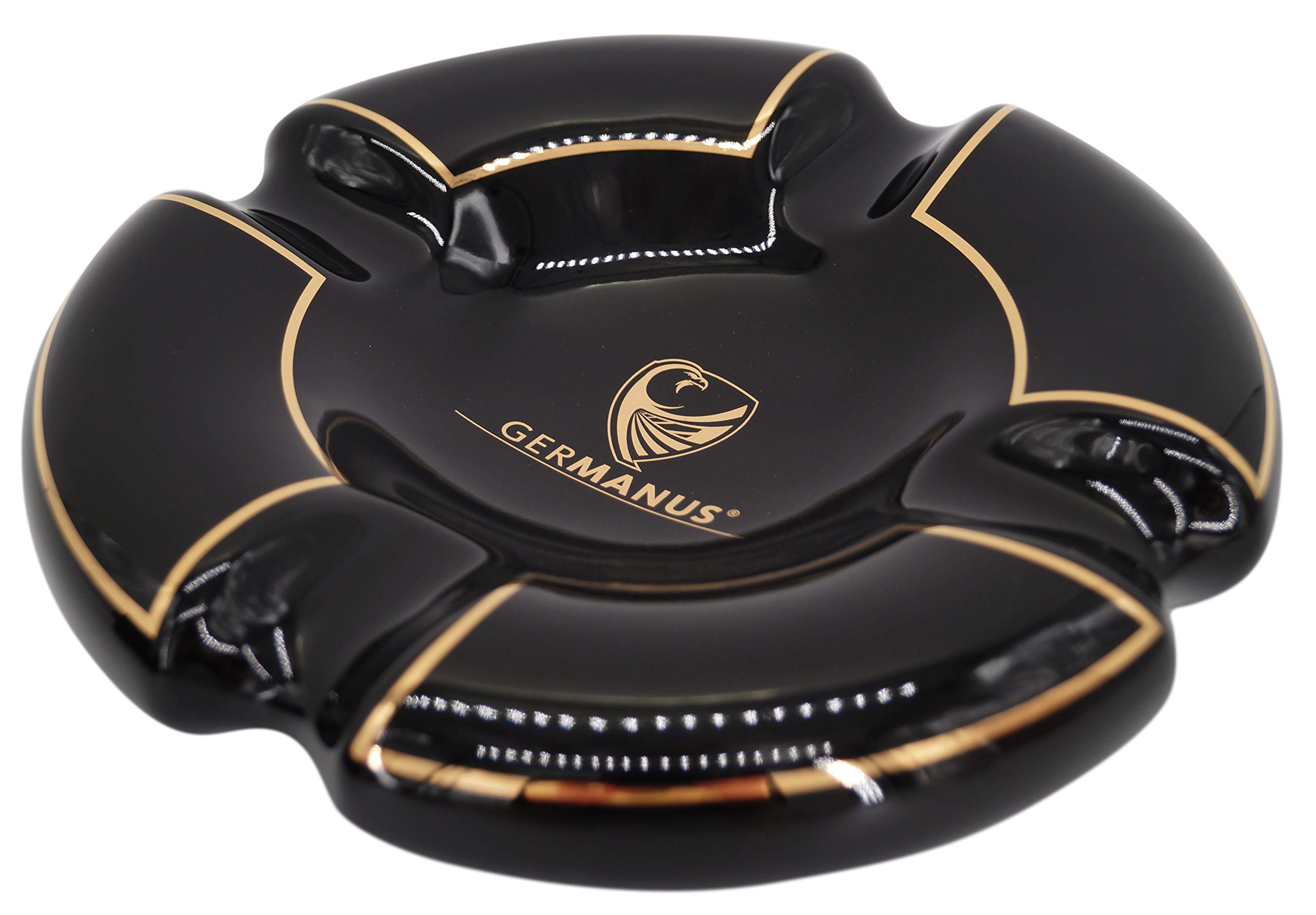GERMANUS Malta Cigar Ashtray Black Gold XL