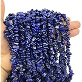 favoramulet 5-8mm Lapis Lazuli Tumbled Stone Chip Beads for Jewelry Making, Irregular Shaped Healing Crystal Loose Bead Supply, Pack of 2 Strands(64 inches)
