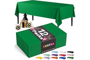 Vyntra 12 Packs Disposable Plastic Tablecloths 54"×108" Rectangle – Party Table Covers for Christmas, Birthday, Wedding, Grad