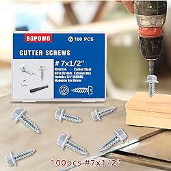 BOPOWO 100 Pcs #7x1/2 Self-Tapping Gutter Screws