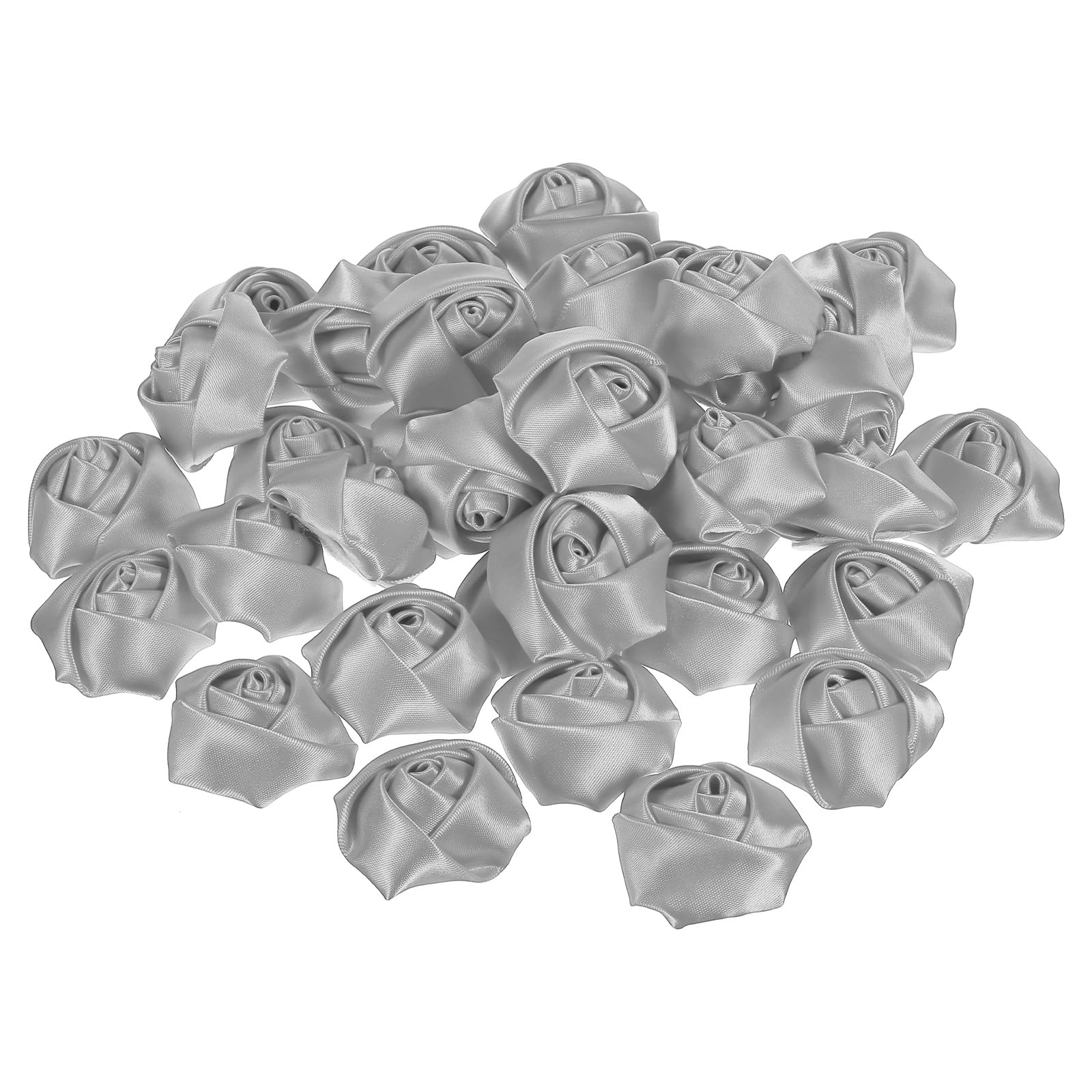 PATIKIL 1.6" Satin Ribbon Roses, 20 Pack Artificial Flowers Roses Heads Handmade Fake Flowers Fabric Flowers for Crafts Wedding Bouquet, Grey