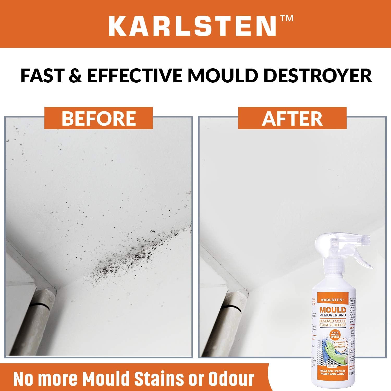 Karlsten Furniture Mould Remover Spray Pro 500ml - Ultra Effective Mould & Black Mould Remover, 500 ml (Pack of 1) - Image 3