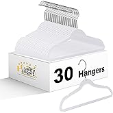 Quality 13.78-Inch Slim Plastic Hangers – 30 Pack – Cream White – Non-Velvet, Non-Flocked, Thin Space-Saving Design with Swivel Hook – for Kids & Petite Women