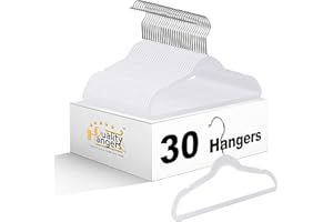 QUALITY HANGERS Quality 13.78-Inch Slim Plastic Hangers – 30 Pack – Cream White – Non-Velvet, Non-Flocked, Thin Space-Saving Design with Swivel Hook – for Kids & Petite Women