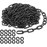 PATIKIL Plastic Chain Links, 30 Feet Safety Chains, Black Plastic Chains for Barriers, Crowd Control, Queue Lines, Parking, Fences, Gate, Concerts, and Decoration