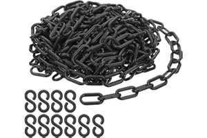 PATIKIL Plastic Chain Links, 30 Feet Safety Chains, Black Plastic Chains for Barriers, Crowd Control, Queue Lines, Parking, Fences, Gate, Concerts, and Decoration