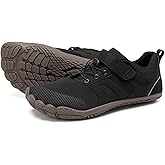 Grand Attack Barefoot Shoes Men Wide Toe Box Zero Drop Men's Trail Running Cross-Trainer Wrestling Boxing Weightlifting Walking Shoes Black Size 8.5