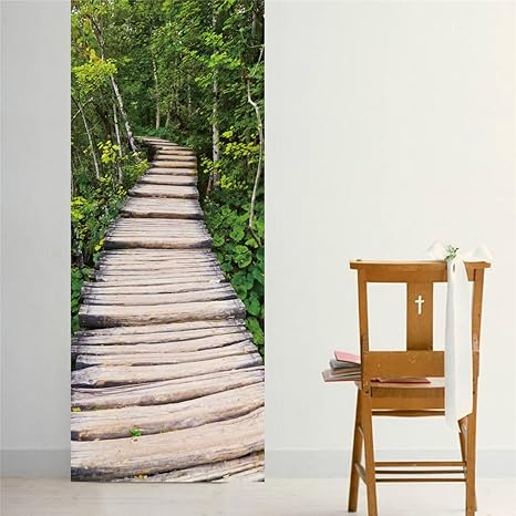 Gwell Sticker Trompe Lœil Stickers De Porte 3d Effet Décoration Paysage Plage Mer 77 X 200 Cm - 