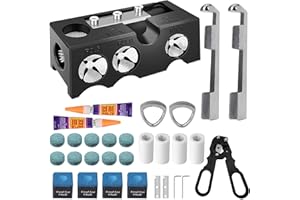 BESTINJYAN 11-in-1 Pool Cue Tip Shaper, 25 pcs Pool Cue Tips Replacement Kit, Pool Cue Tip Tool, 10 Cue Tips 4 Ferrules 2 Chalk Cubes 2 Cue Tip Clamps Professional Cue Stick Tool Kit for Billiards Enthusiastsm