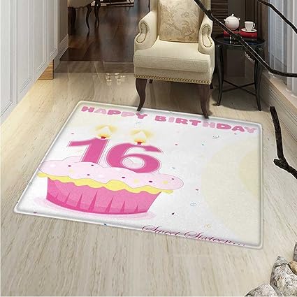 Amazon Com Th Birthday Area Rug Carpet Tasty Cupcake Candle