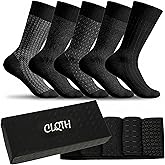 CLQTH Men’s Dress Socks – Cotton Blend Work Socks for Men, Elegant Patterned Design, 5 Pair Pack