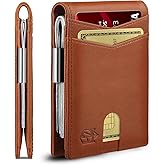 Zitahli Genuine Leather Wallet for Men 12 Card Slim Mens Wallets Bifold RFID Blocking with Money Clip & ID Window Thin Minimalist Card Holder Wallet with Gift Box