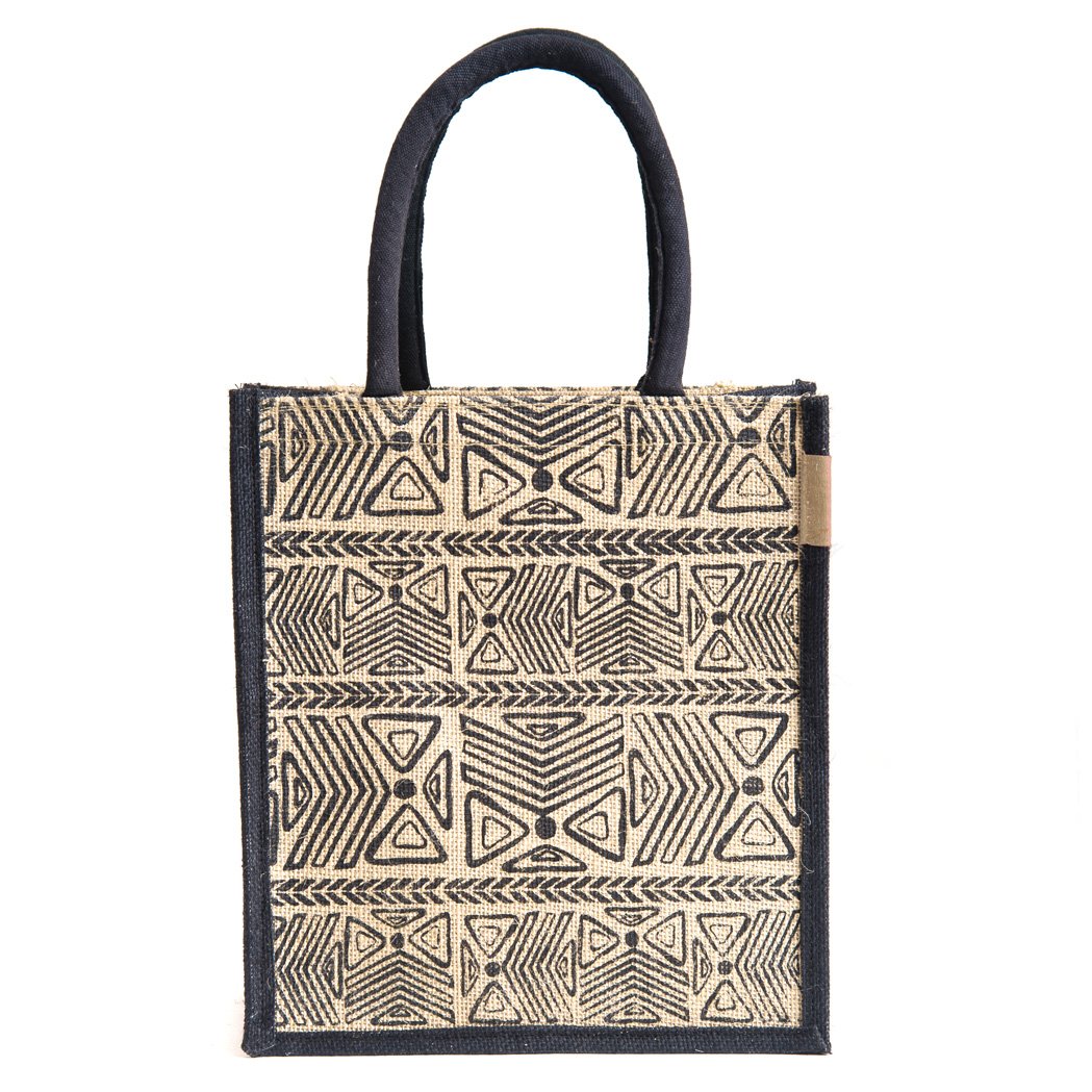 h&b men's jute multicolour lunch bag