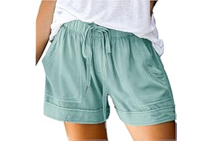 LRMQS Shorts for Women Trendy 2024 Casual Summer Drawstring Shorts with Pockets Beach Loose Elastic Waist Vacation Clothes