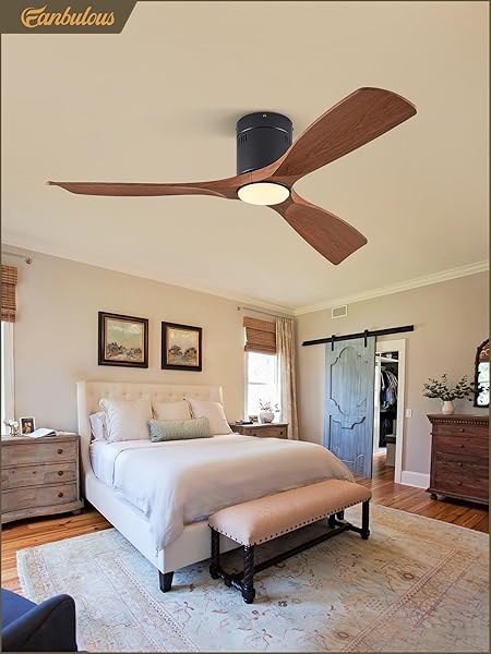 FANBULOUS 52″ CEILING FANS WITH LIGHTS AND REMOTE CONTROL,MODERN FLUSH MOUNT CEILING FAN WITH 3 LED COLORS,OUTDOOR LOW PROFILE CEILING FANS WITH 6-SPEEDS TIMER DC MOTOR FOR BEDROOM LIVING ROOM PATIO