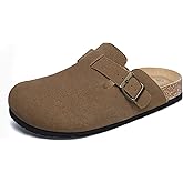 Xiakolaka Women's Suede Clogs Adjustable Buckle Slip on Footbed Home Clog Slippers