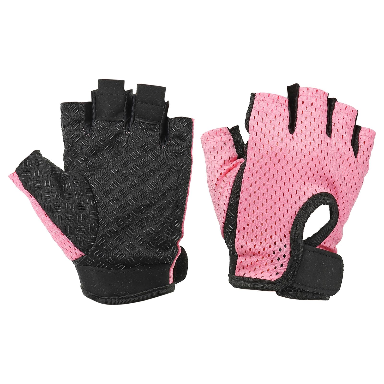 PATIKIL Fishing Gloves, 1 Pair Breathable Fingerless Sun Protection Gloves for Men Women Rowing Kayaking Cycling Hiking, Pink (S Size)