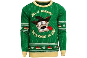 Numskull Unisex Official Crash Bandicoot Knitted Christmas Jumper for Men or Women - Ugly Novelty Sweater Gift