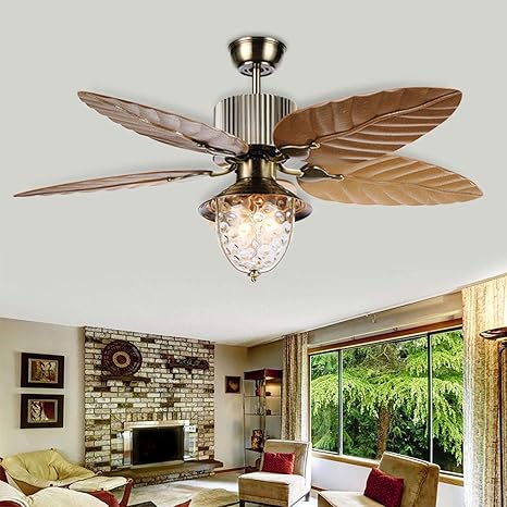 Tropical Leaf Ceiling Fan Reversible With 5 Plastic Blades And 1