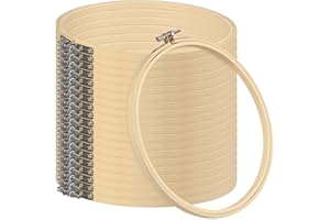 18 PCS Bamboo Embroidery Hoops Set, 8 Inch Adjustable Cross Stitch Rings in Bulk for Needlework, Sewing and Crafts, with Easy Loosen Tighten Mechanism, Ideal for Gifting and Decorating, by GNIEMCKIN.