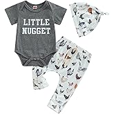 SAYOO Baby Layette Set Infant Boy Farm Animals Bodysuit Clothes Letter Romper+Pants Newborn Coming Home Outfit with Hat