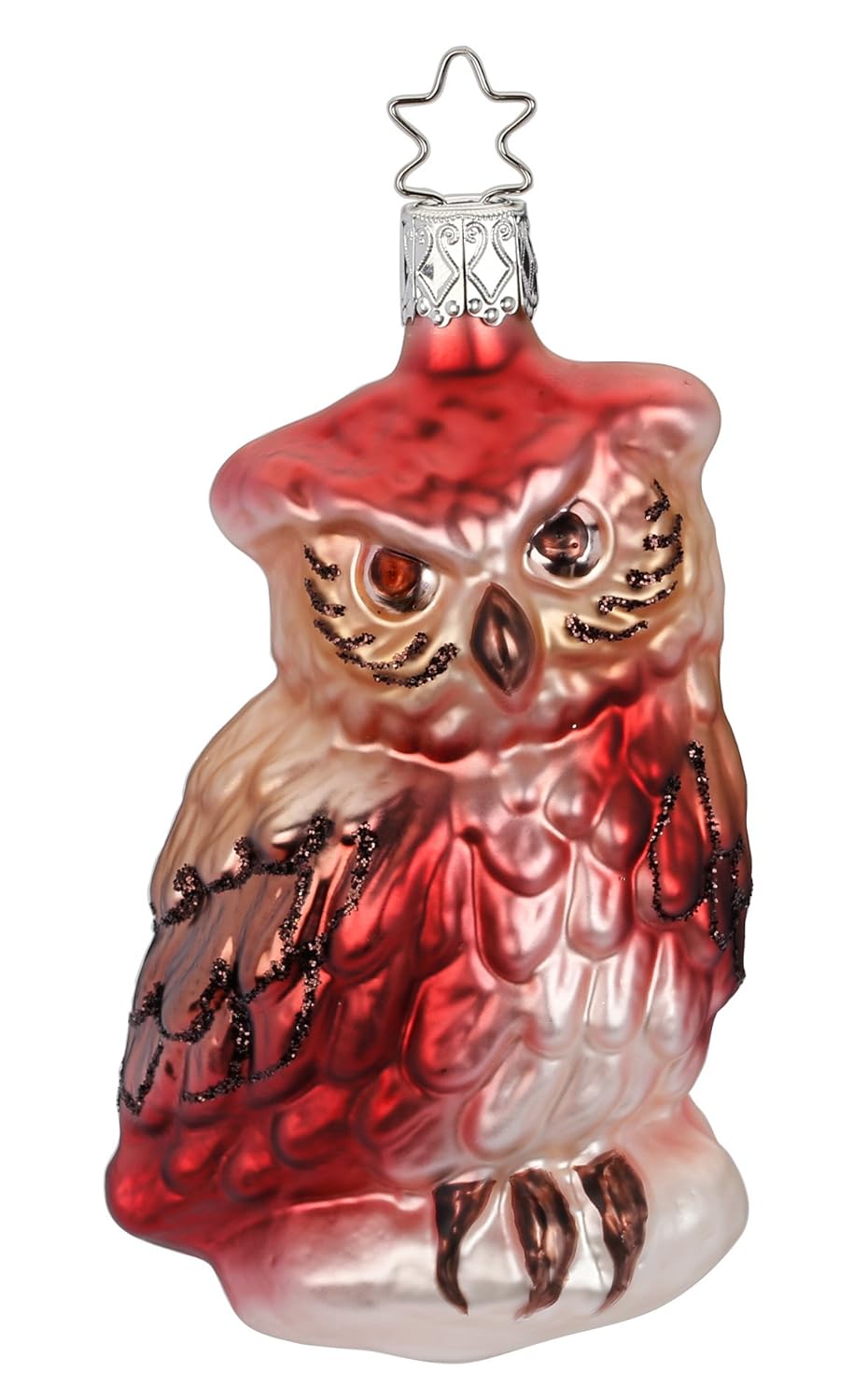 IngeGlas Bird Owl 129417 German Blown Glass Christmas