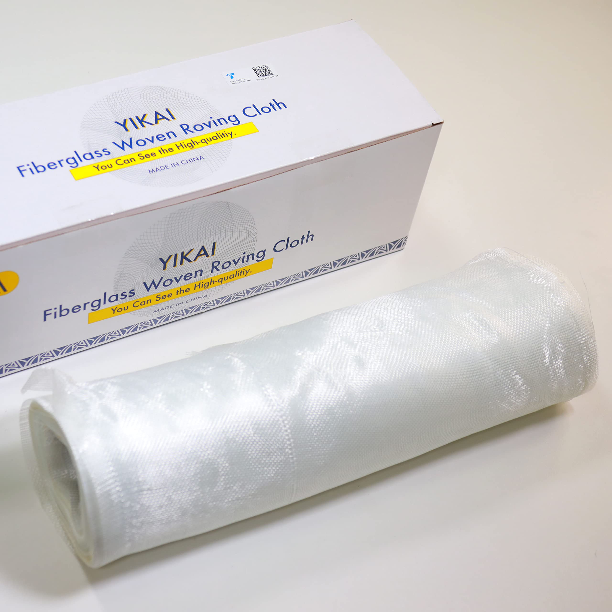 Yikai Fiberglass Woven Roving Cloth (2.6 Oz, Plain Weave), 17"inch x 164'feet (44cm x 50m) Long for Boat & Pool Repair