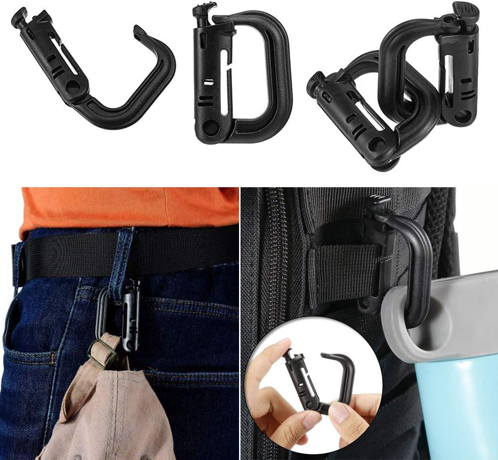 Gogoku 12 Pcs Tactical Molle Attachments/Accessories for Backpack D Ring Clip, Elastic String