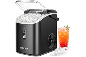 EUHOMY Nugget Ice Maker Countertop with Handle, Ready in 6 Mins, 35lbs Per Day, Removable Top Cover, Auto-Cleaning, Portable 