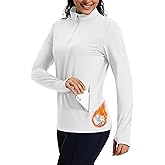 MAGCOMSEN Women's Quarter Zip Fleece Pullover Thermal Shirts with Zip Pocket Workout Running Tops Thumb Holes