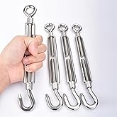 M10 Turnbuckle,3/8" (10mm) Thread Stainless Steel Hook & Eye Alele Stainless Steel 304 Turnbuckles Heavy Duty Wire Rope Tension 4pcs