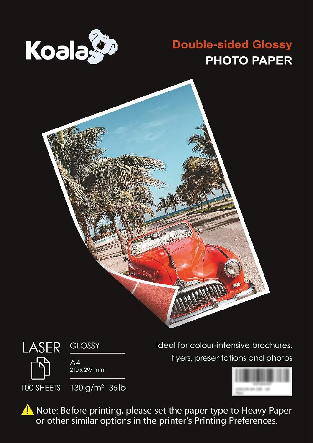 Koala Double Sided Glossy Laser Photo Paper A4 130gsm 100 Sheets