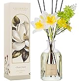 COCORRÍNA Reed Diffuser - Clean Linen 8.5 Fl.oz/ 250ml Flower Diffuser with 8 Sticks, Reed Diffusers for Home Bathroom Shelf Decor (Botanical Flower Collection)