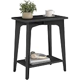 VASAGLE Side Table, 2-Tier Small Rectangular End Table, Nightstand | 11.8 x 18.9 x 21.8 Inches, Tapered Legs, Curved Transitions, for Small Spaces, Charcoal Gray, MAEZO Collection ULET332B01