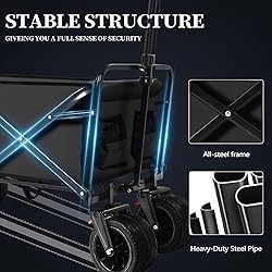 Collapsible Folding Wagon, Heavy Duty Foldable Cart