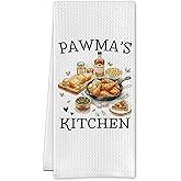 SereneHanctuary Pawma's Grandma Kitchen Towels, Southern American Grandma Gifts from Grandkids Dish Tea Towels, Pawma Grandmother Gifts for Birthday Decorative Hand Towel for Kitchen, 16x24 Inch