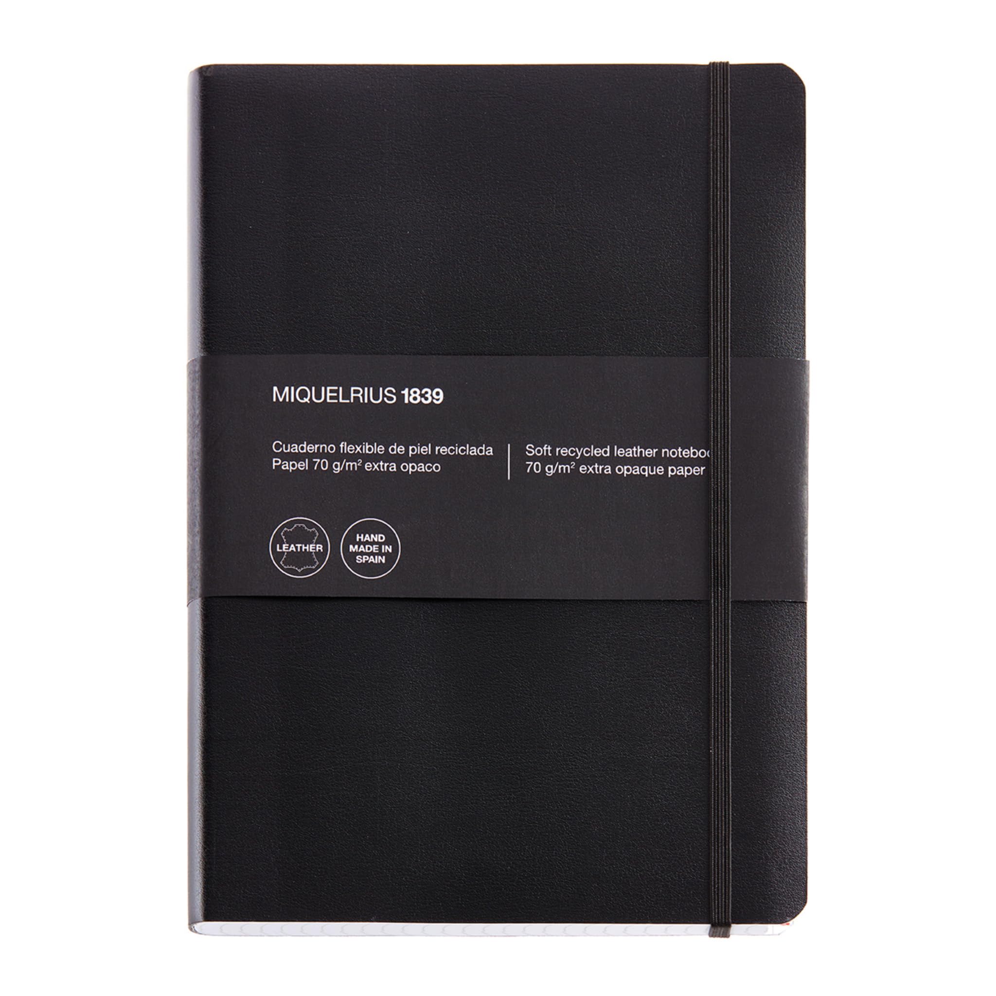 Basicos MR 10410 Flexible Notebook with Leather Cover Squared 300 Sheets Black