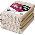 CCS CHICAGO CANVAS & SUPPLY All Purpose Canvas Drop Cloth Cotton Canvas Cover for Floor & Furniture Protection - Washable & Reusable Tarp Against Paint, Dust, Dirt- 12 Piece Set, 4 by 12 Feet
