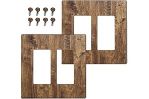 Corenest Outlet Covers Brown Rustic Wood Westen Country 2 Gang Light Switch Cover Double Rocker Wallplates Decorative GFCI So
