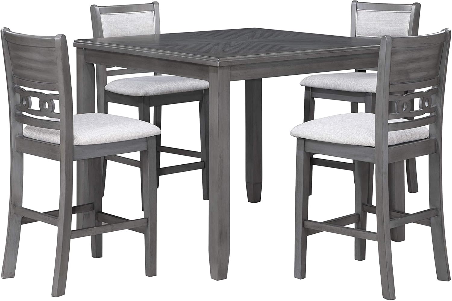 New Classic Furniture Gia 5-Piece Counter Set with 1 Table and 4 Chairs, 42-Inch, Gray: Furniture & Decor