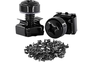 JASHEM 60 Pack M6 x 20 mm Server Rack Screws Computer Rack Mount Screws Cage Nuts and Screws Square Insert Nuts for Audio Server Console Mounting Routers, Shelves, Enclosures, Cabinets