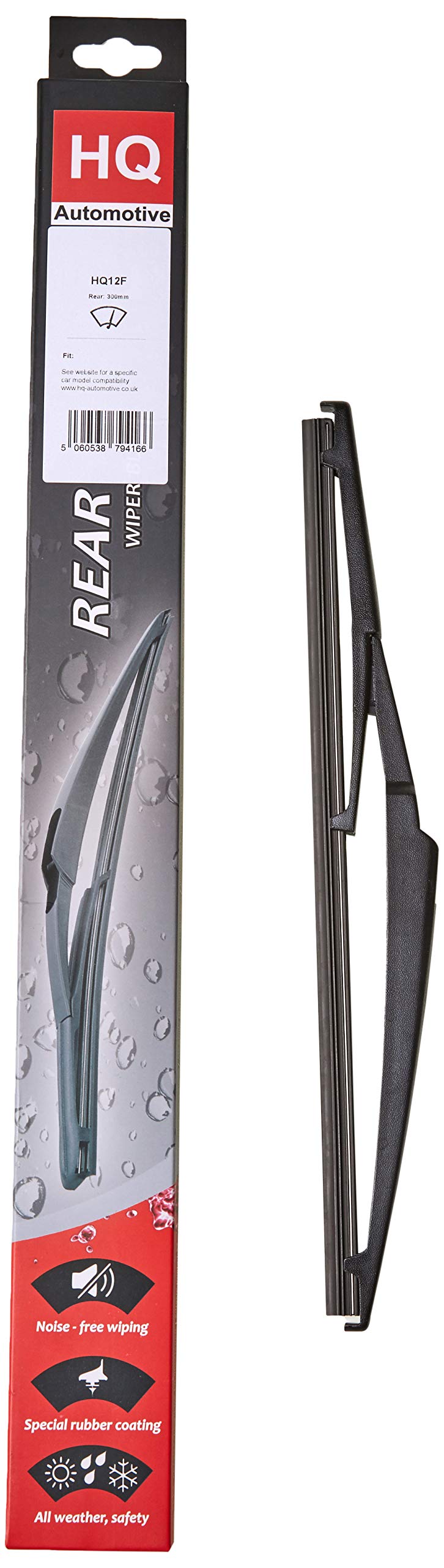 HQ AUTOMOTIVE rear wiper blade | Model: HQ12F | fits: CITROEN C1 MK2; HYUNDI i20; LEXUS LX; MAZDA 5, 6 Wagon; MITSUBISHI, Space Star; TOYOTA Auris, Avensis Wagon, Aygo, Land Cruiser, RAV4, Yaris