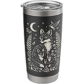 Mystical Fox Family Nature Forest Night Art Design Stainless Steel Insulated Tumbler