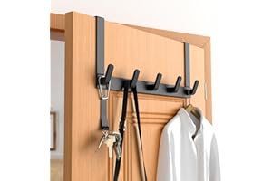 CHAUNCEY HOME Over The Door Hooks Hanger with Extended Arms - Bathroom Accessories and Towel Rack Organizer - 1 Pack, Black