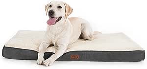 Bedsure Large Dog Bed for Large Dogs Up to 75lbs - Big Orthopedic Dog Beds with Removable Washable Cover, Egg Crate Foam Pet Bed Mat, Grey