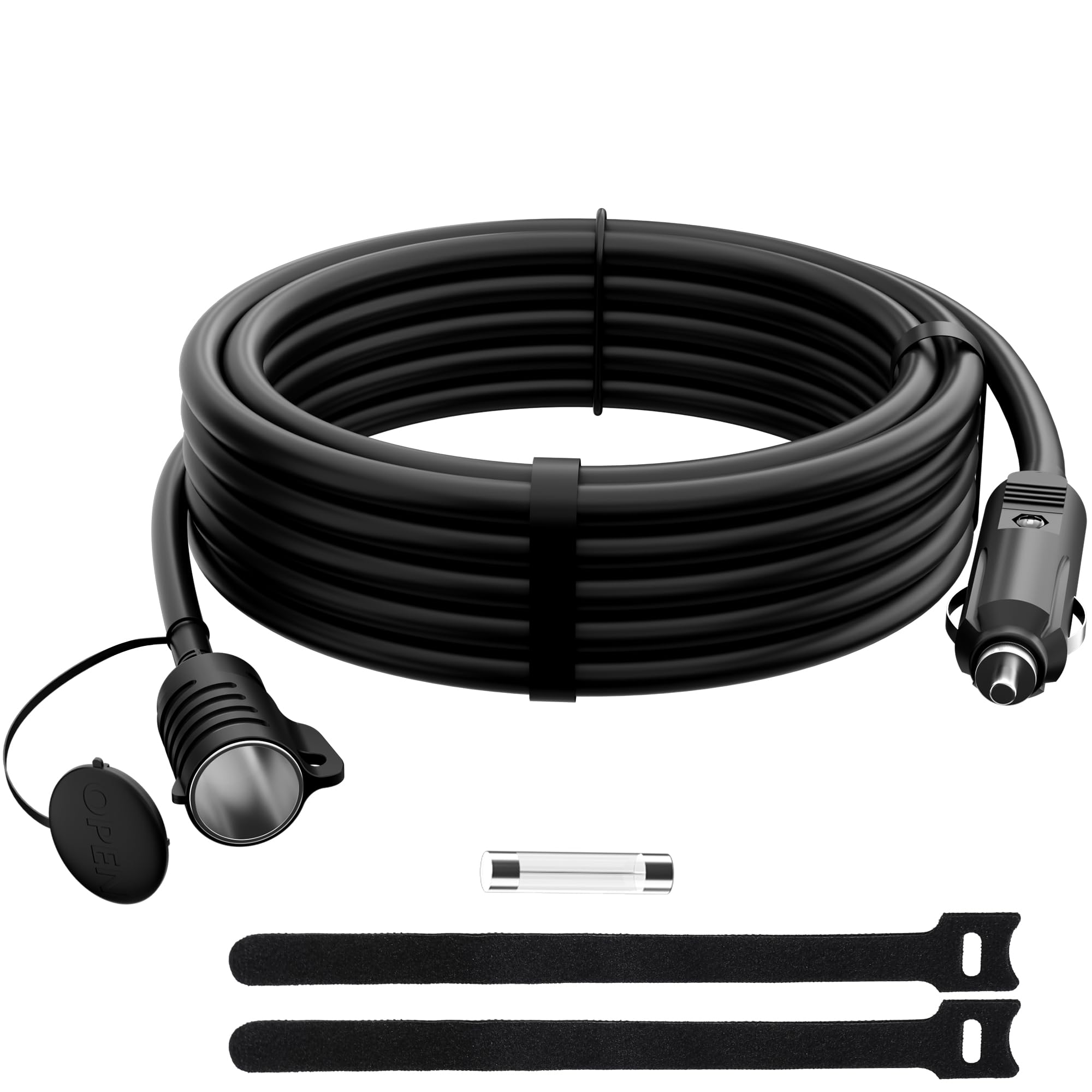 Photo 1 of 12V/24V Car Cigarette Lighter Extension Cord 10 FT,16AWG Heavy Duty Extension Wire with 15A Spare Fuse,Auto DC Power Plug Connector for Car Inverter/Air Pump/car Refrigerator,Male to Female Socket