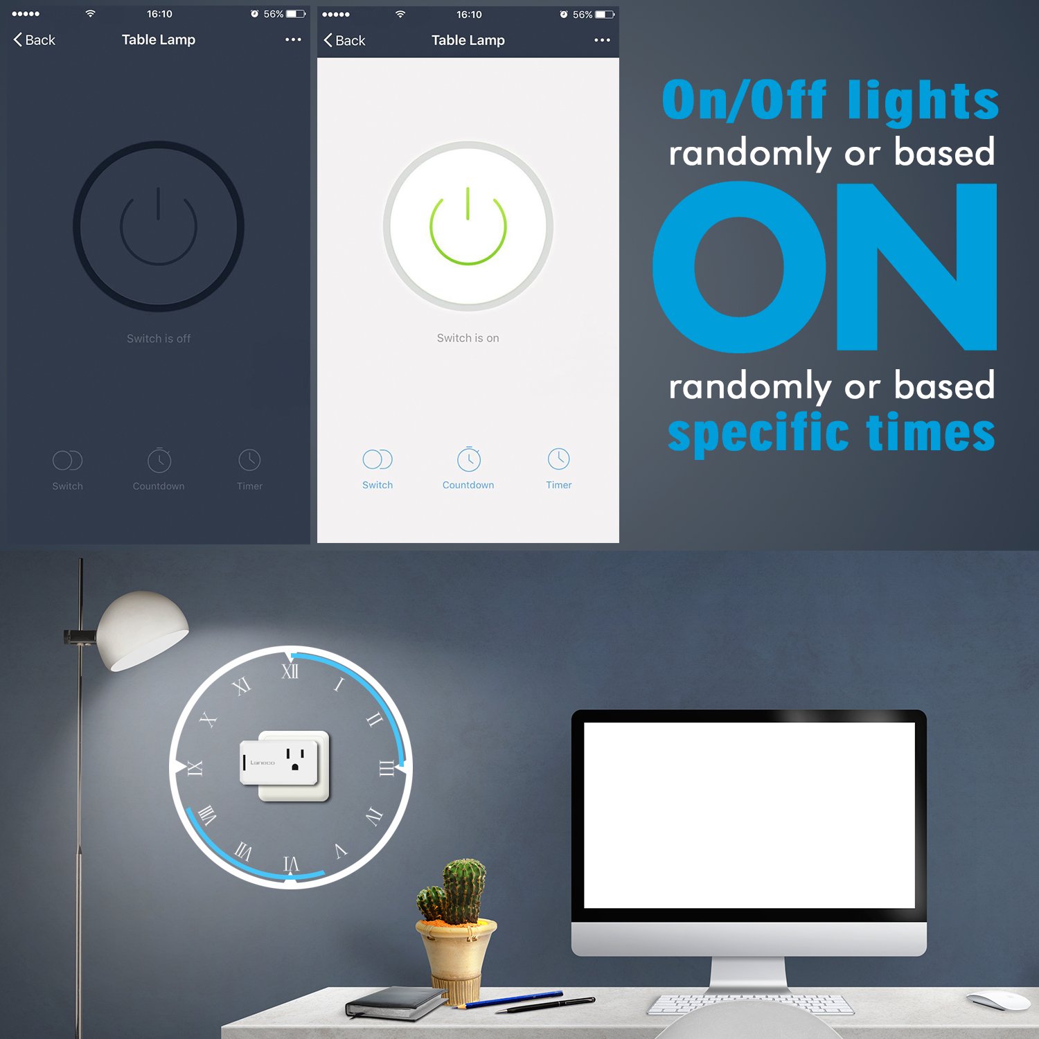 WiFi Smart Plug (2 Pack), Laneco Mini Wireless smart socket Outlet with Timing Function, Control Your Devices from Anywhere Via Free APP, Compatible with Alexa & Google Home, No Hub Required