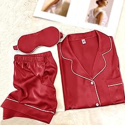 WJing Yi Jia Womens Pajama Sets XS-4XL Silk Satin